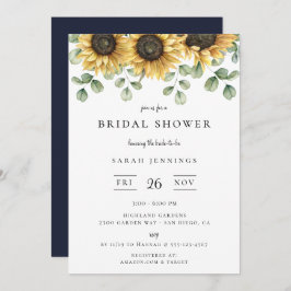 Invitación Ducha nupcial floral de girasol Eucalyptus
