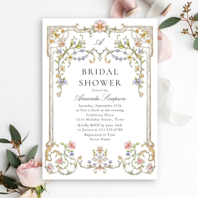 Invitación Ducha nupcial floral de Grace Ornate en Victoria (Subido por el creador)