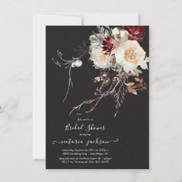 Invitación Ducha nupcial floral de invierno oscuro y amoroso