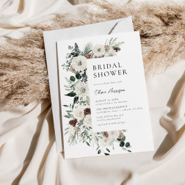 Invitación Ducha nupcial floral de invierno verde