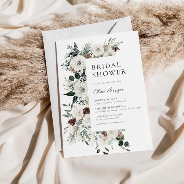 Invitación Ducha nupcial floral de invierno verde (Subido por el creador)