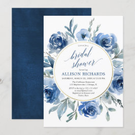 Invitación Ducha nupcial floral de la guirnalda azul elegante