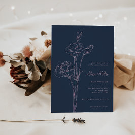 Invitación Ducha nupcial floral de la línea azul de la marina