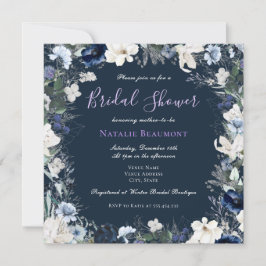 Invitación Ducha nupcial floral de la Marina Azul