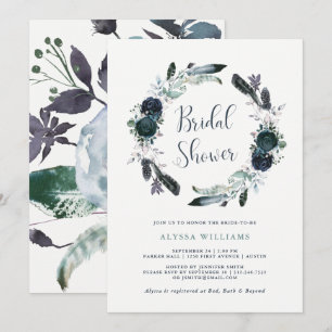 Invitación Ducha nupcial floral de la marina Boho Peony