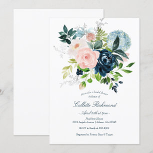 Invitación Ducha nupcial floral de la marina de Rubor