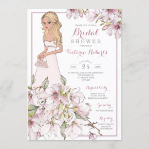 Invitación Ducha nupcial floral de la novia rubia