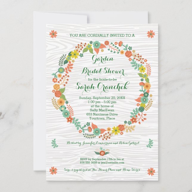 Invitación Ducha nupcial floral de lluvia ruidosa (Anverso)