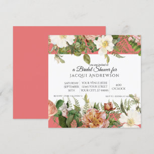 Invitación Ducha nupcial floral de los rosas de marfil