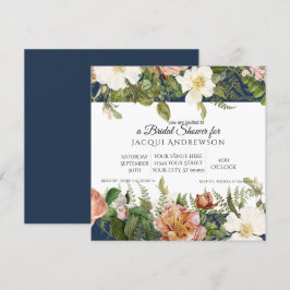 Invitación Ducha nupcial floral de los rosas de marfil de la