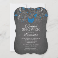 Ducha nupcial floral de mariposa azul Chalkboard