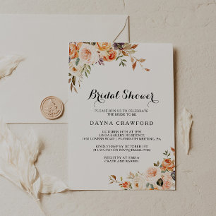 Invitación Ducha nupcial floral de oro moderno