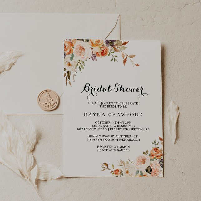 Invitación Ducha nupcial floral de oro moderno (Subido por el creador)