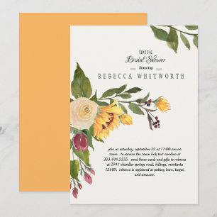 Invitación Ducha nupcial floral de oro virtual toscana