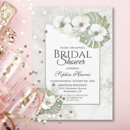 Invitación Ducha nupcial floral de orquídeas blancas tropical