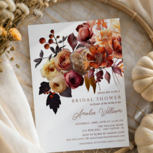 Invitación Ducha nupcial floral de otoño de Boho