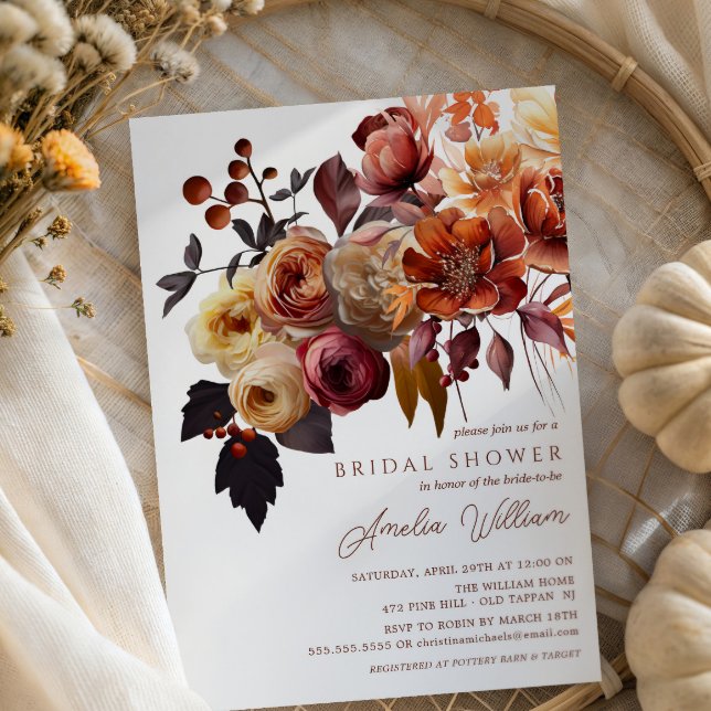 Invitación Ducha nupcial floral de otoño de Boho (Subido por el creador)