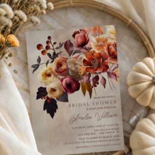Invitación Ducha nupcial floral de otoño de Boho