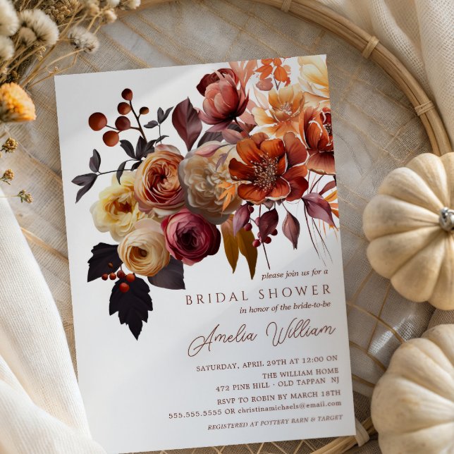 Invitación Ducha nupcial floral de otoño de Boho (Subido por el creador)