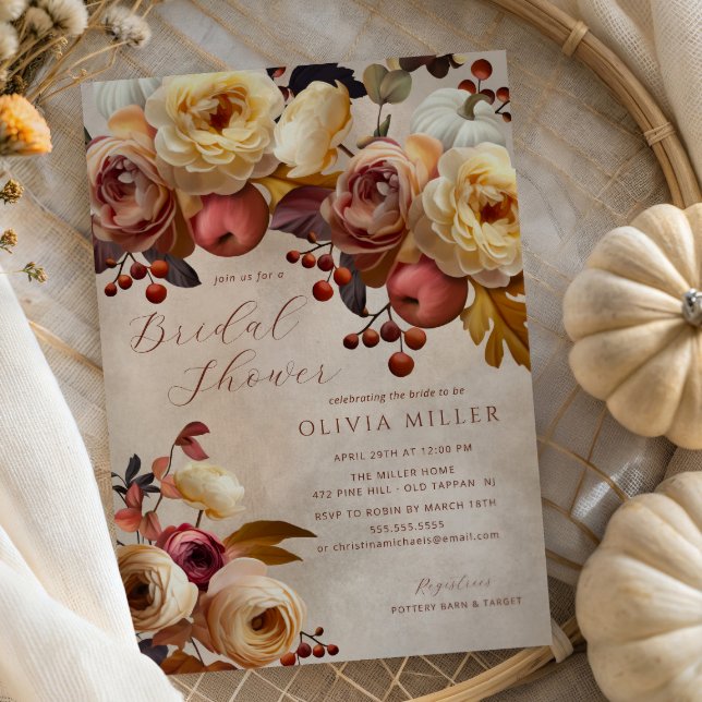 Invitación Ducha nupcial floral de otoño de Boho (Subido por el creador)