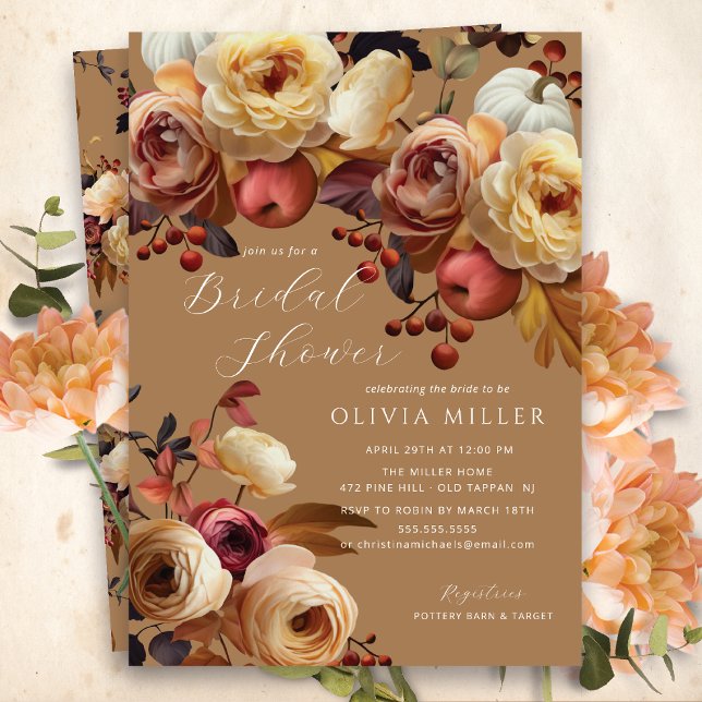 Invitación Ducha nupcial floral de otoño de Boho (Subido por el creador)
