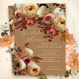 Invitación Ducha nupcial floral de otoño de Boho