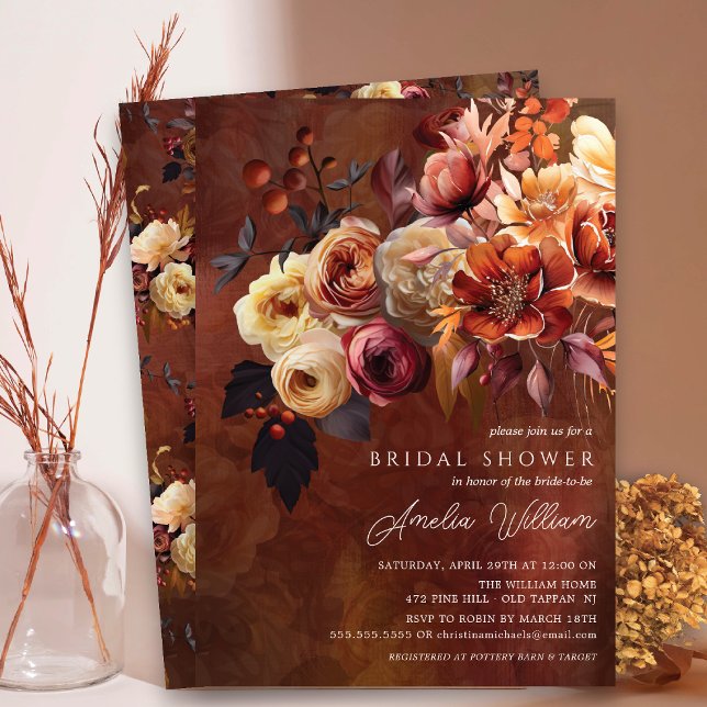Invitación Ducha nupcial floral de otoño de Boho (Subido por el creador)