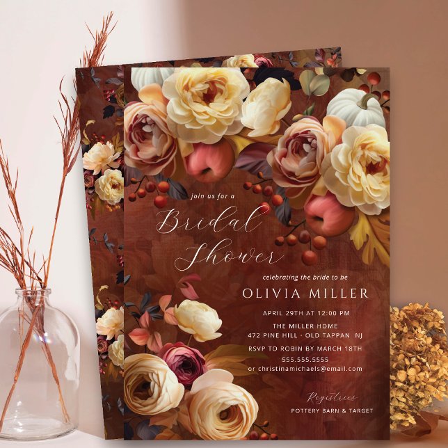 Invitación Ducha nupcial floral de otoño de Boho (Subido por el creador)