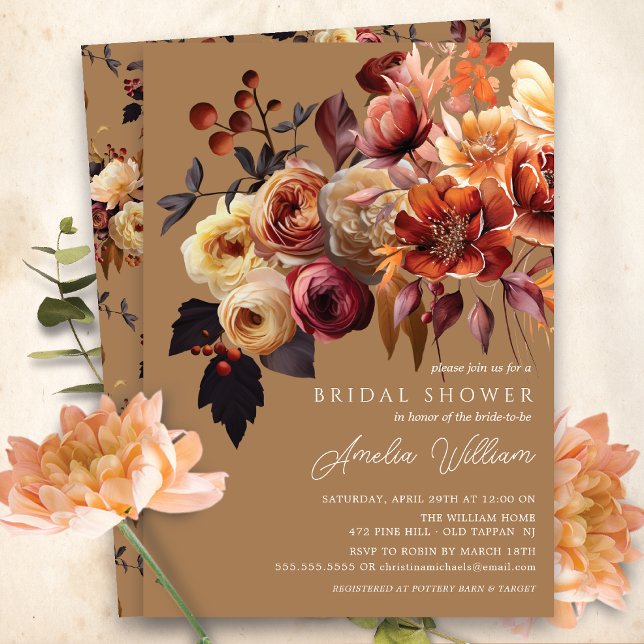 Invitación Ducha nupcial floral de otoño de Boho (Subido por el creador)