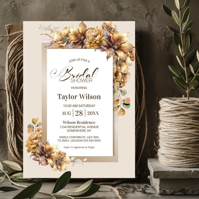 Invitación Ducha Nupcial Floral de Otoño Rústica (Subido por el creador)