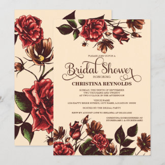 Invitación Ducha nupcial floral de otoño y otoño