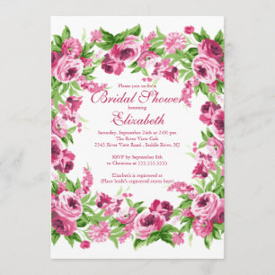 Invitación Ducha nupcial floral de peonés rosados