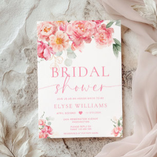 Invitación Ducha Nupcial Floral de Peonía Piper