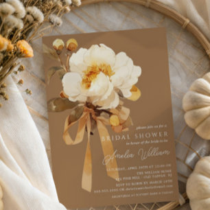 Invitación Ducha nupcial floral de Peony en otoño