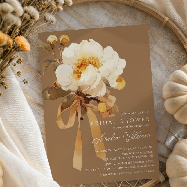 Invitación Ducha nupcial floral de Peony en otoño (Subido por el creador)