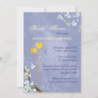 Invitación Ducha nupcial floral de primavera azul en dos cora