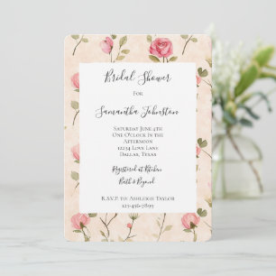 Invitación Ducha Nupcial Floral de Rosas Rosadas Crema Precio