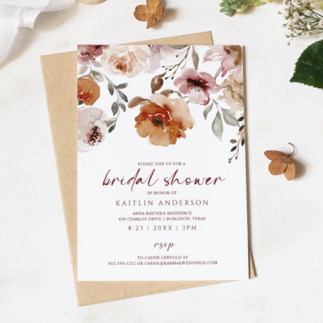 Invitación Ducha nupcial floral de terracota (Subido por el creador)