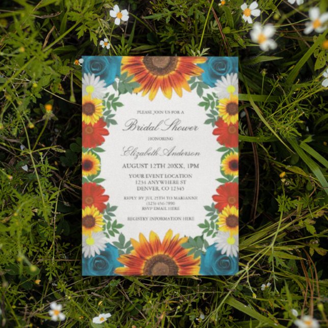 Invitación Ducha nupcial floral de verano en el patio trasero (Subido por el creador)