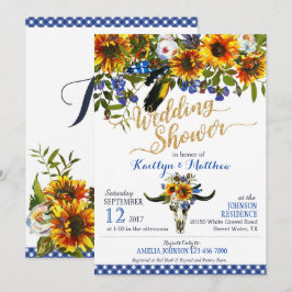 Invitación Ducha nupcial floral del cráneo de la vaca del