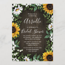 Invitación Ducha nupcial floral del país rústico del girasol