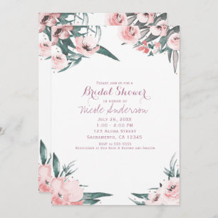 Invitación Ducha nupcial floral del verano tropical rosado