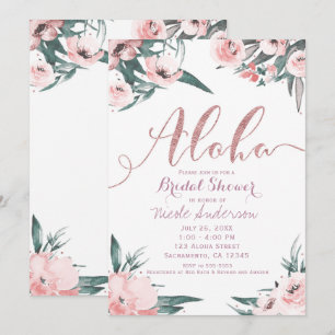 Invitación Ducha nupcial floral del verano tropical rosado de