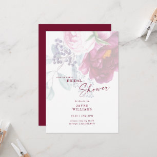 Invitación Ducha Nupcial Floral Elegante Vino