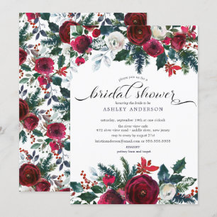 Invitación Ducha nupcial floral en flor de invierno