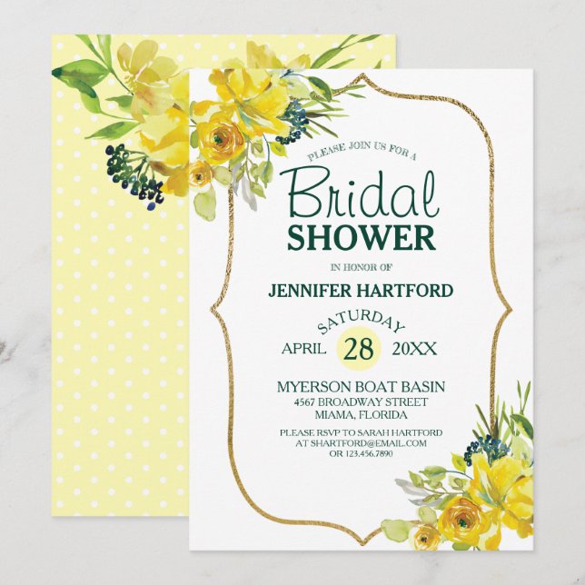 Invitación Ducha nupcial floral floral de primavera fresca (Anverso / Reverso)