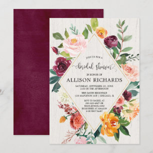 Invitación Ducha nupcial, floral geométrica