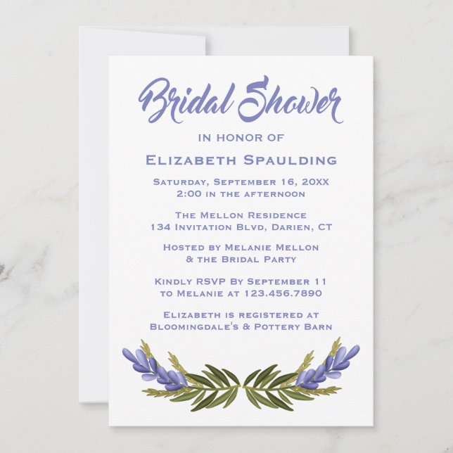 Invitación Ducha nupcial floral, hojas doradas y blancas y fl (Anverso)