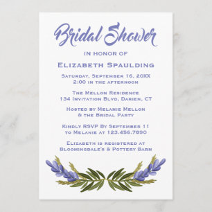 Invitación Ducha nupcial floral, hojas doradas y blancas y fl