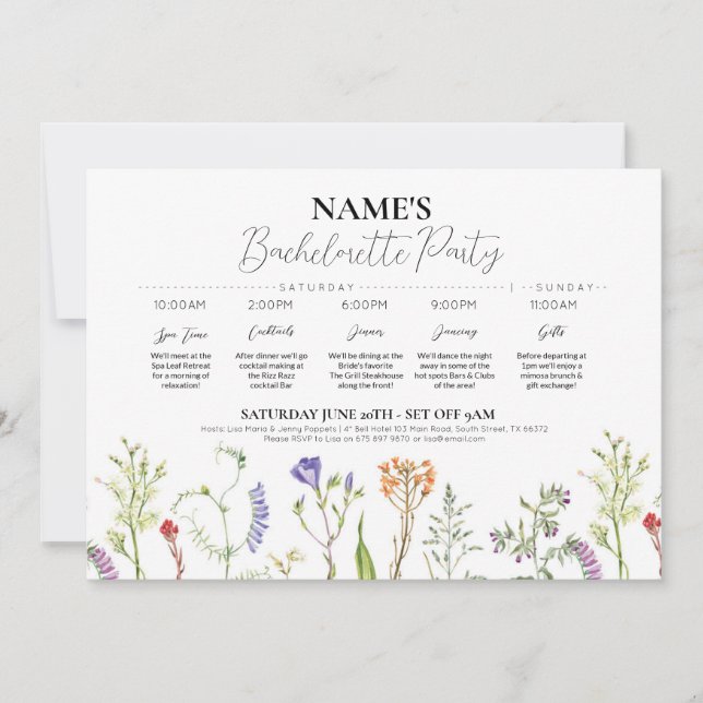 Invitación Ducha nupcial Floral Itineraria (Anverso)